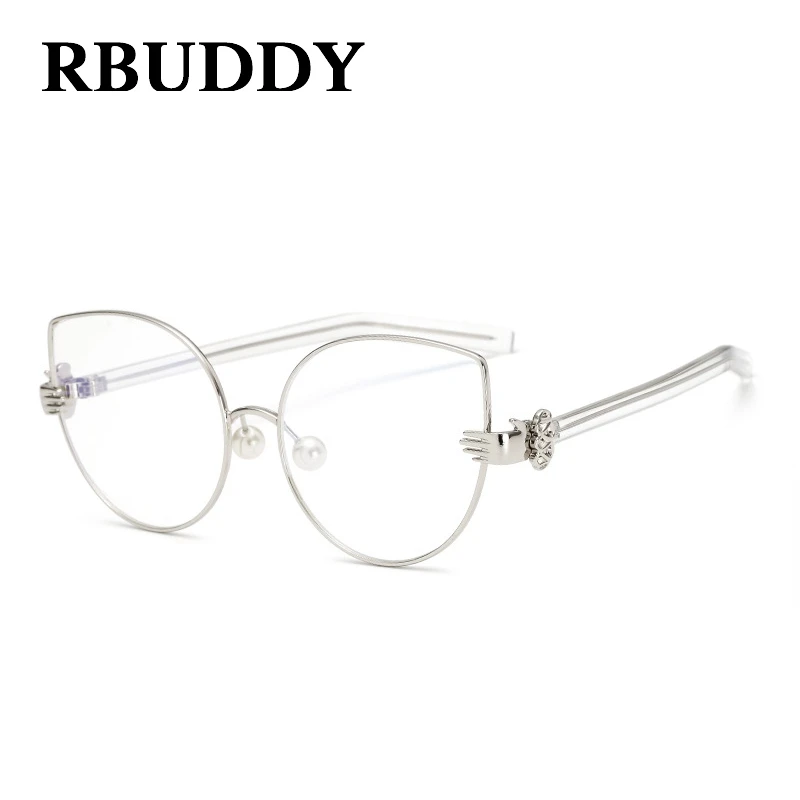 Женские прозрачные очки RBUDDY с прозрачными линзами в металлической оправе розового и золотого цвета 2019|clear