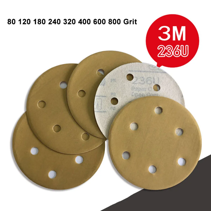 3M236U 5 дюймов 125 мм 6 отверстий сухая круглая шлифовальная бумага полированная