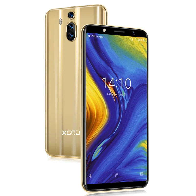 Gold XGODY mate RS 3g, смартфон с двумя sim-картами, Android 8,1, 6 дюймов, 18:9, полноэкранный мобильный телефон, 1 ГБ ОЗУ, 8 Гб ПЗУ, 2800 мАч, gps, WiFi, мобильный телефон - Цвет: Gold