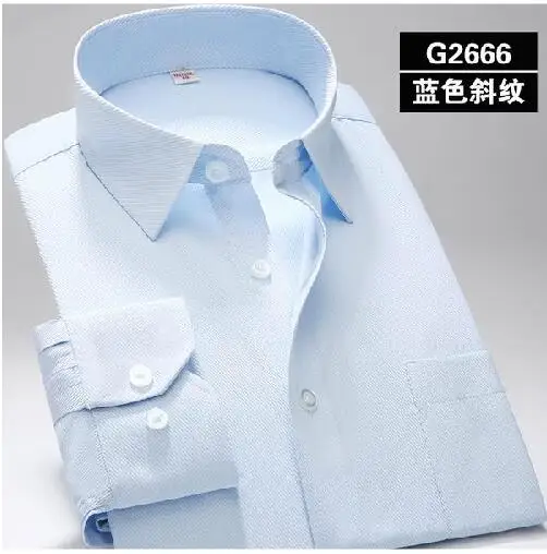 S~ 7xl, большая Мужская рубашка, новая, обычная, плюс размер, квадратный воротник, длинный рукав, одноцветная, обычная/саржевая/полосатая, формальная мужская рубашка - Цвет: G2666