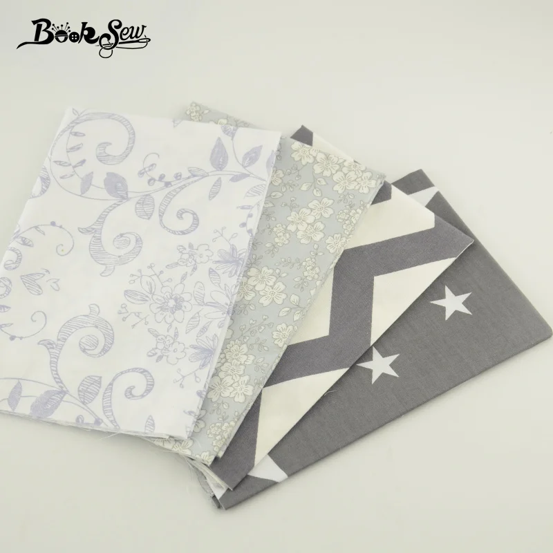Booksew саржевая хлопчатобумажная ткань черного и белого цвета 4 шт. 40 см x 50