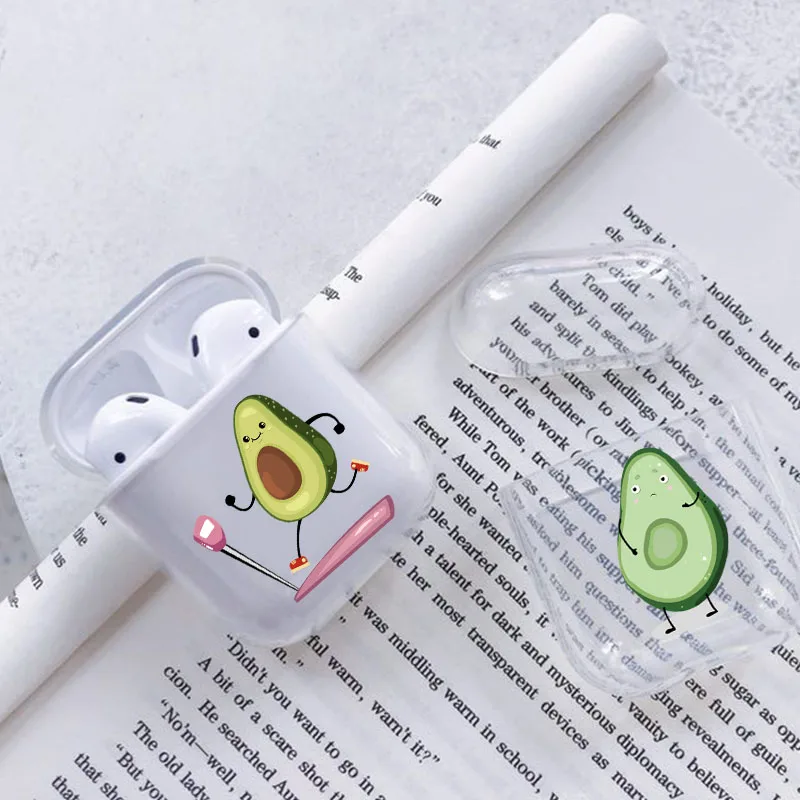 Милый чехол для Apple airpods, чехол с мультяшным забавным авокадо, Bluetooth, чехол для наушников Airpods 1, 2, сумки для зарядки, Жесткий Чехол для наушников