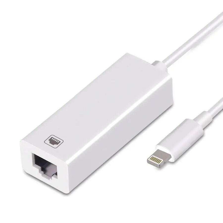 Проводной сетевой адаптер Lightning-RJ45 Ethernet LAN компактный дорожный для iPhone X 8 Plus iPad 100