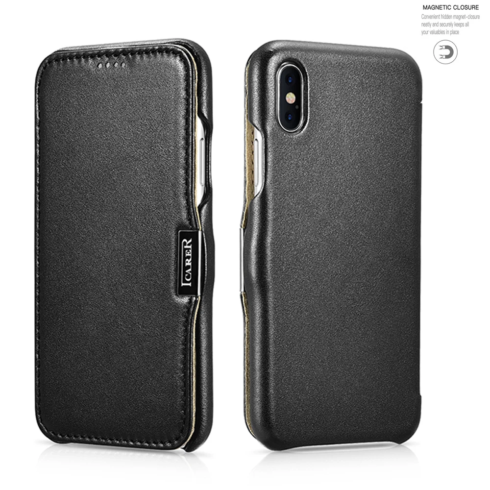 Чехол icarer XR роскошный чехол из натуральной кожи для iPhone книжка Apple аксессуары