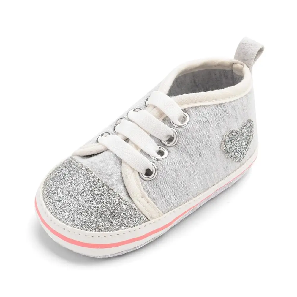 

Spring and Autumn Girls Shoes Soft Bottom Baby Shoes Knitted Cloth Breathable Toddler Shoes Love sequins Female Baby shoes