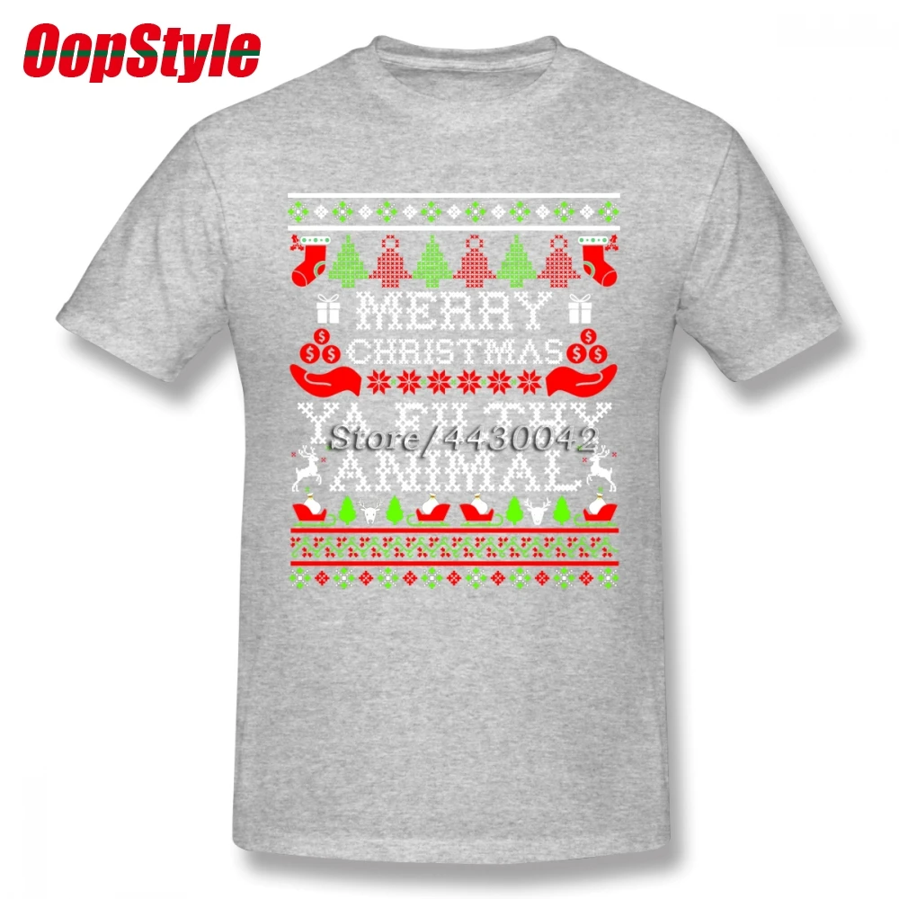 Merry Christmas Ya грязная футболка с животными для мужчин плюс размер хлопковая
