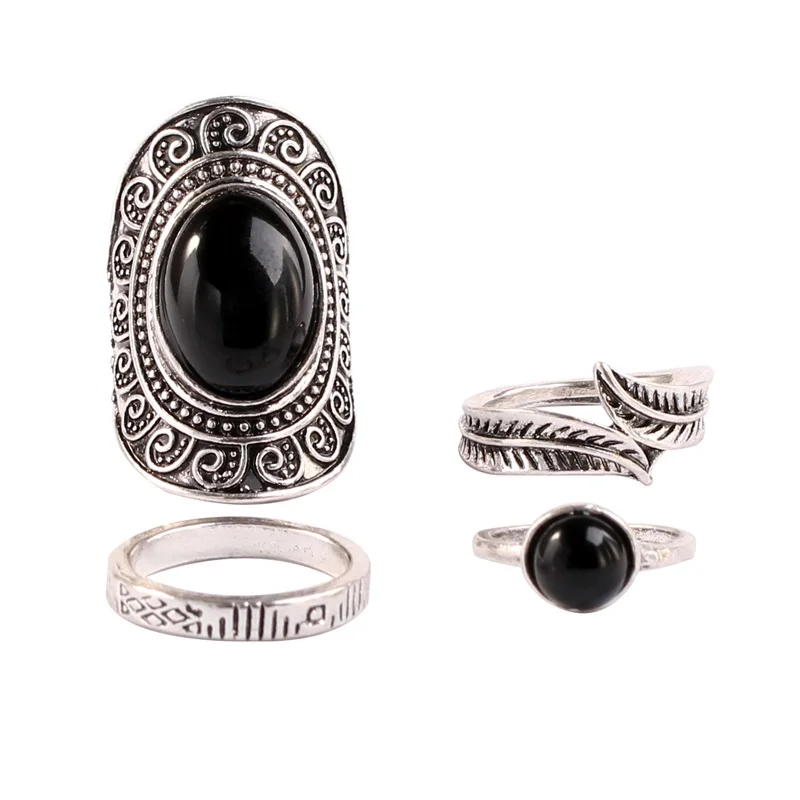 

MIARA.L Cross-boarder hot style fashion new hand decorated four-piece ring combination ring set