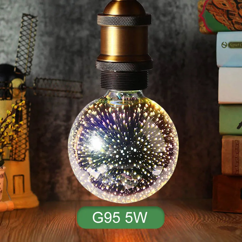 3D Star G95 5W Kaguyahime светодиодный лампы 3D звезда светодиодный Эдисон лампы E27 красочные ST64 A60 G80 G95 светодиодный светильник 220V110V для рождественских праздников в светильник - Испускаемый цвет: 3D Star G95 5W