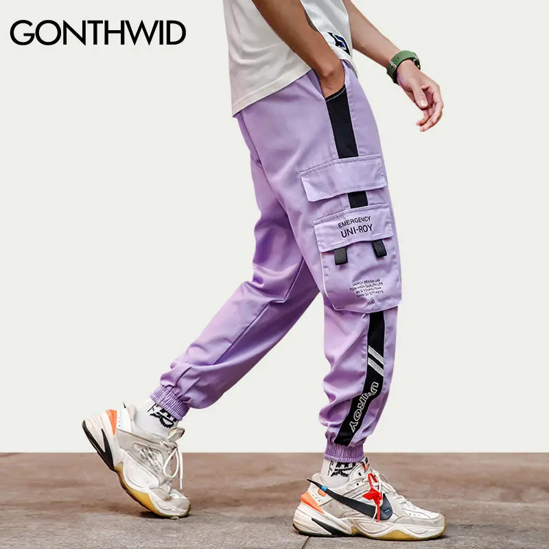 

GONTHWID Color Block Cargo Harem Joggers Track Pants Hip Hop Casual Baggy Sweatpants Streetwear Fashion Hipster Pants Trousers