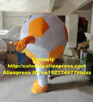 Яркий белый желтый футбольный мяч костюм талисмана для футбола ног Mascotte с желтой