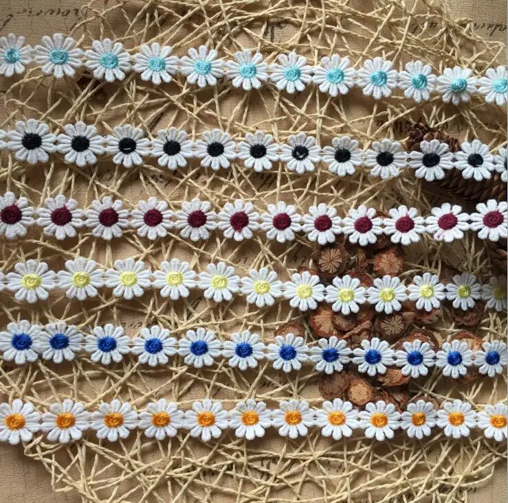 Водорастворимая кружевная лента 15 ярдов 2 5 см ширина вышитая ромашка отделка