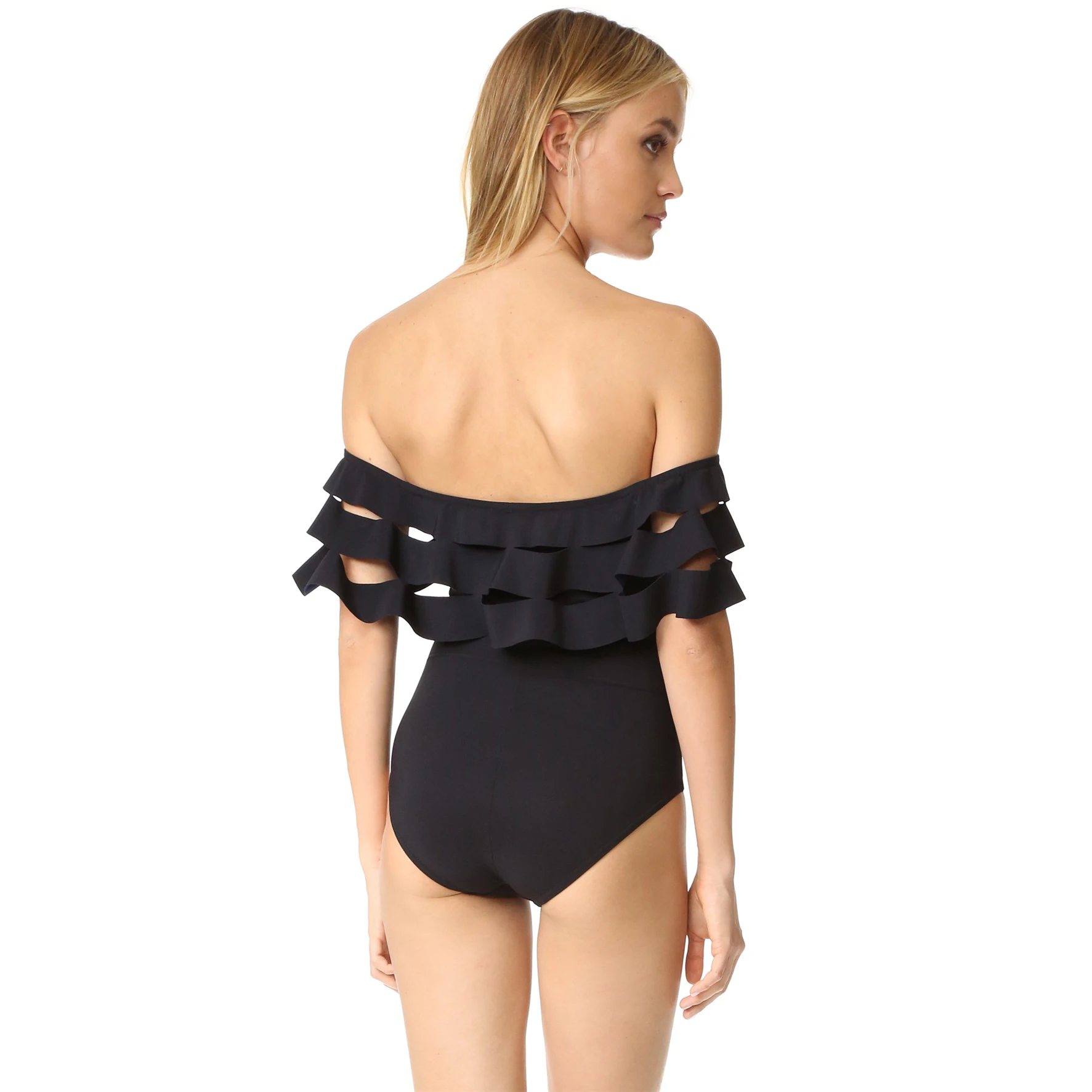 ESSV Off Shoulder Ruffle цельный купальник Женские Спортивные Купальники Sexy Мягкий боди