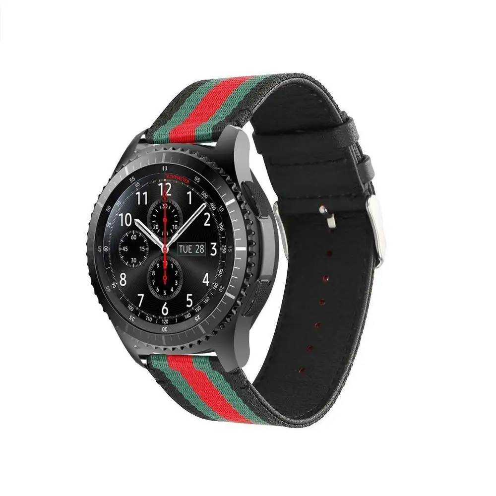 Difeini samsung Шестерни S3 Смотреть Band Frontier 22 мм нейлон Стиль кожаная Спортивная замена ремешок для белый|Ремешки
