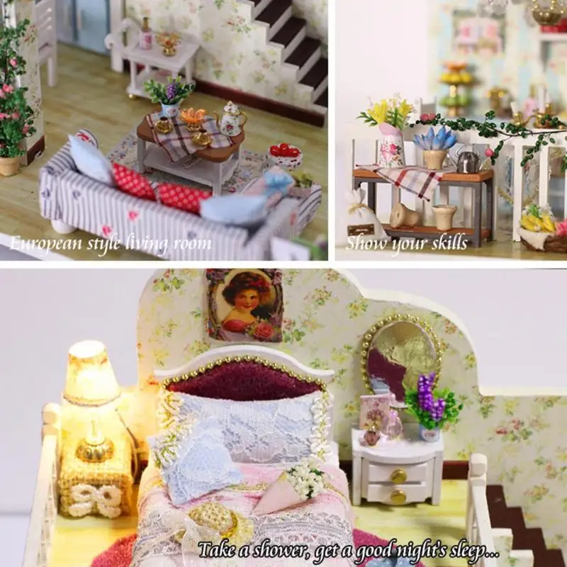 Wooden DIY Model Dollhouse Furniture Miniature Doll House Village Life Assemble Kit Toys Handicraft Birthday Gift | Игрушки и хобби