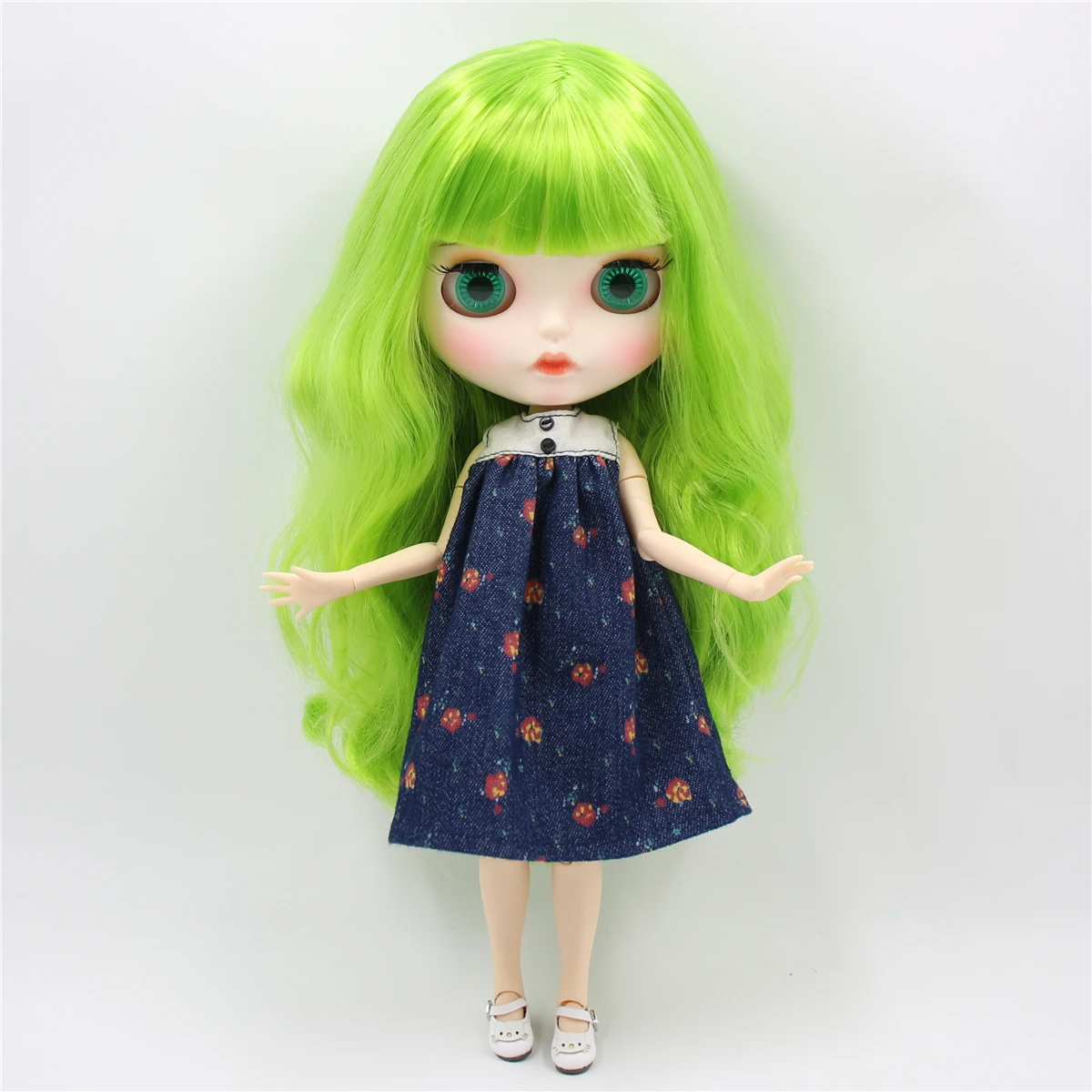 Ледяная кукла DBS Blyth 1/6 BJD ярко зеленые волосы для суставов тела белая кожа матовое