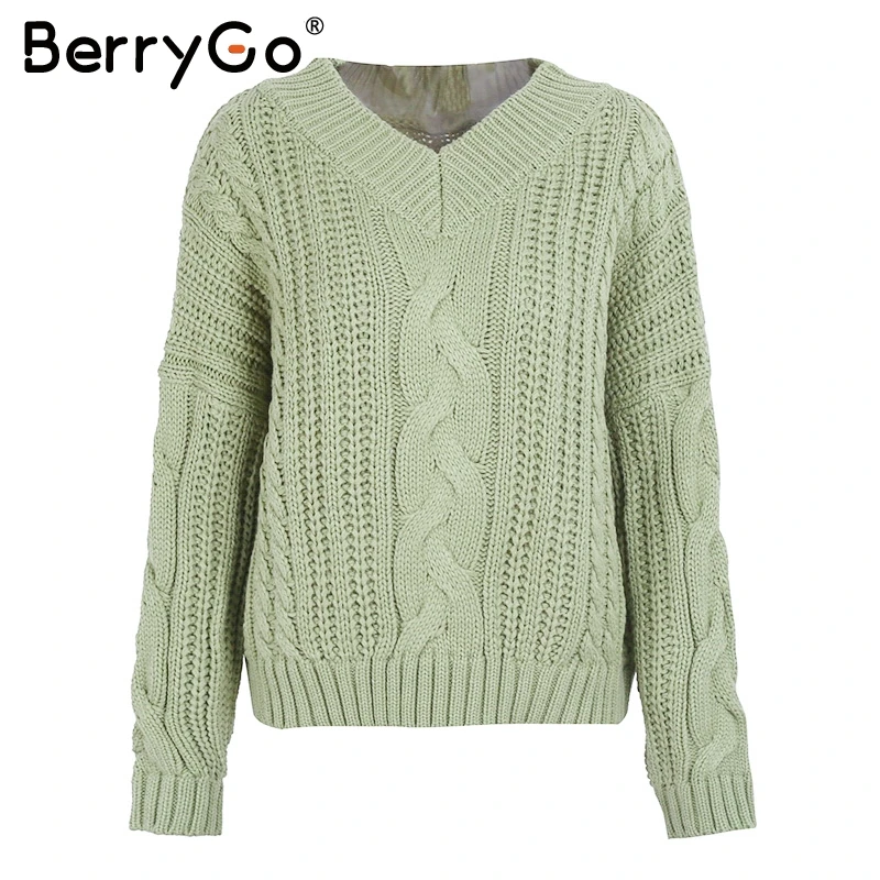 BerryGo вязаный пуловер осень зима длинный рукав 2017 свитер женский pull femme уличная