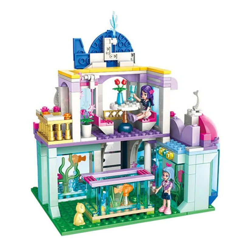 Платье принцессы голубого Кита аквариум город девушки строительных блоков в