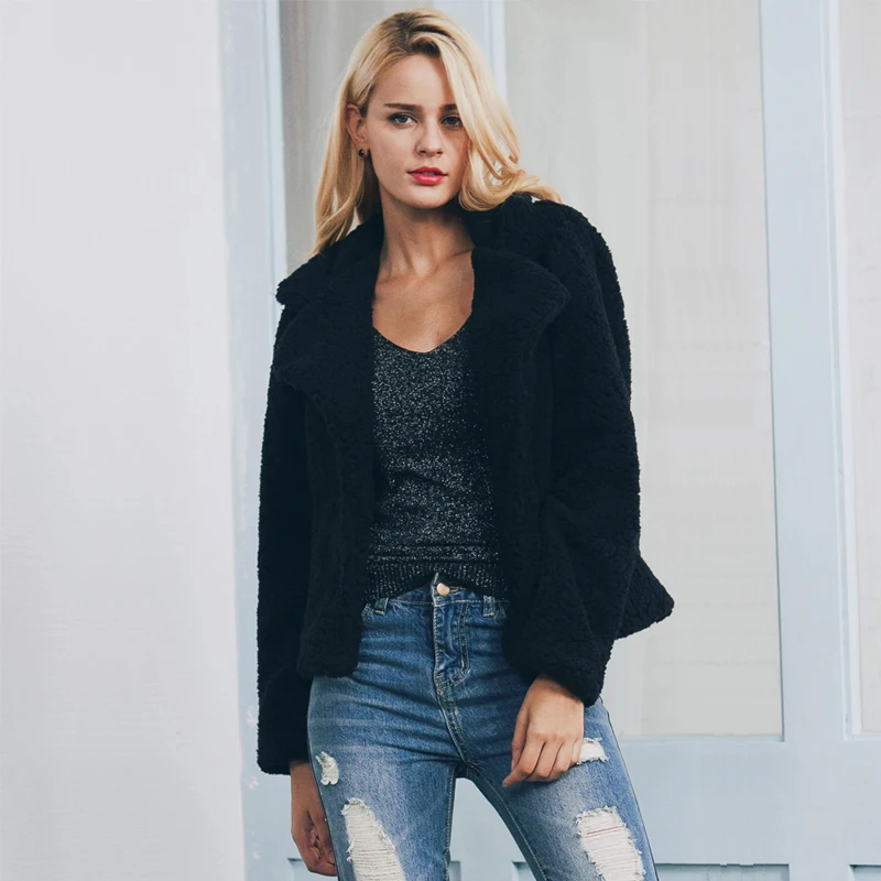 

Faroonee Nice New Winter Fur Coat Women Fashion Long Sleeve Short Fur Coat Slim Fit Female Elegant Hairy Jackets Overcoat 6Q1268