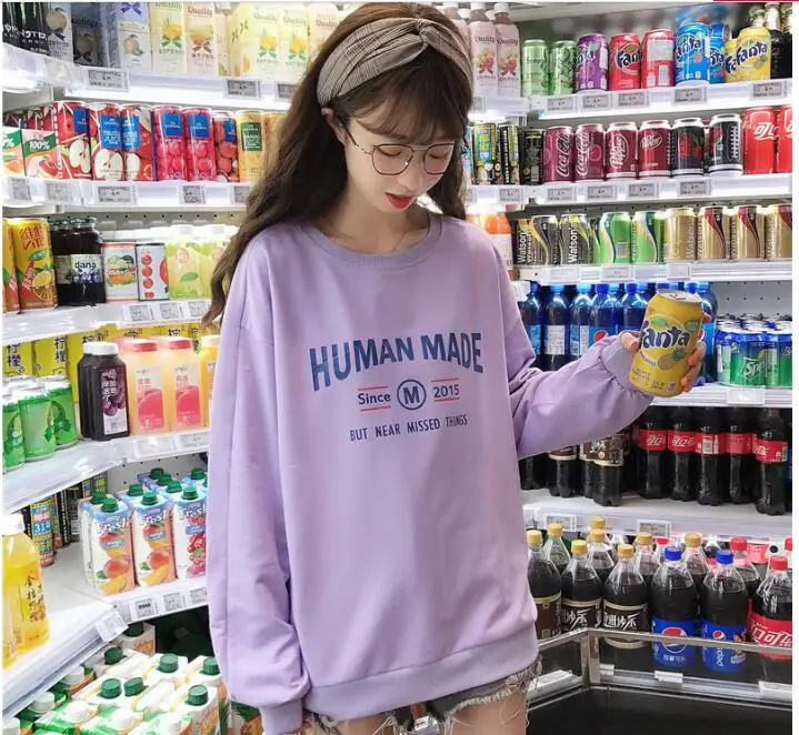 Осенняя Толстовка Femme корейский стиль Ulzzang Harajuku тонкие свободные толстовки женские повседневные Пуловеры с длинными рукавами толстовки Топы