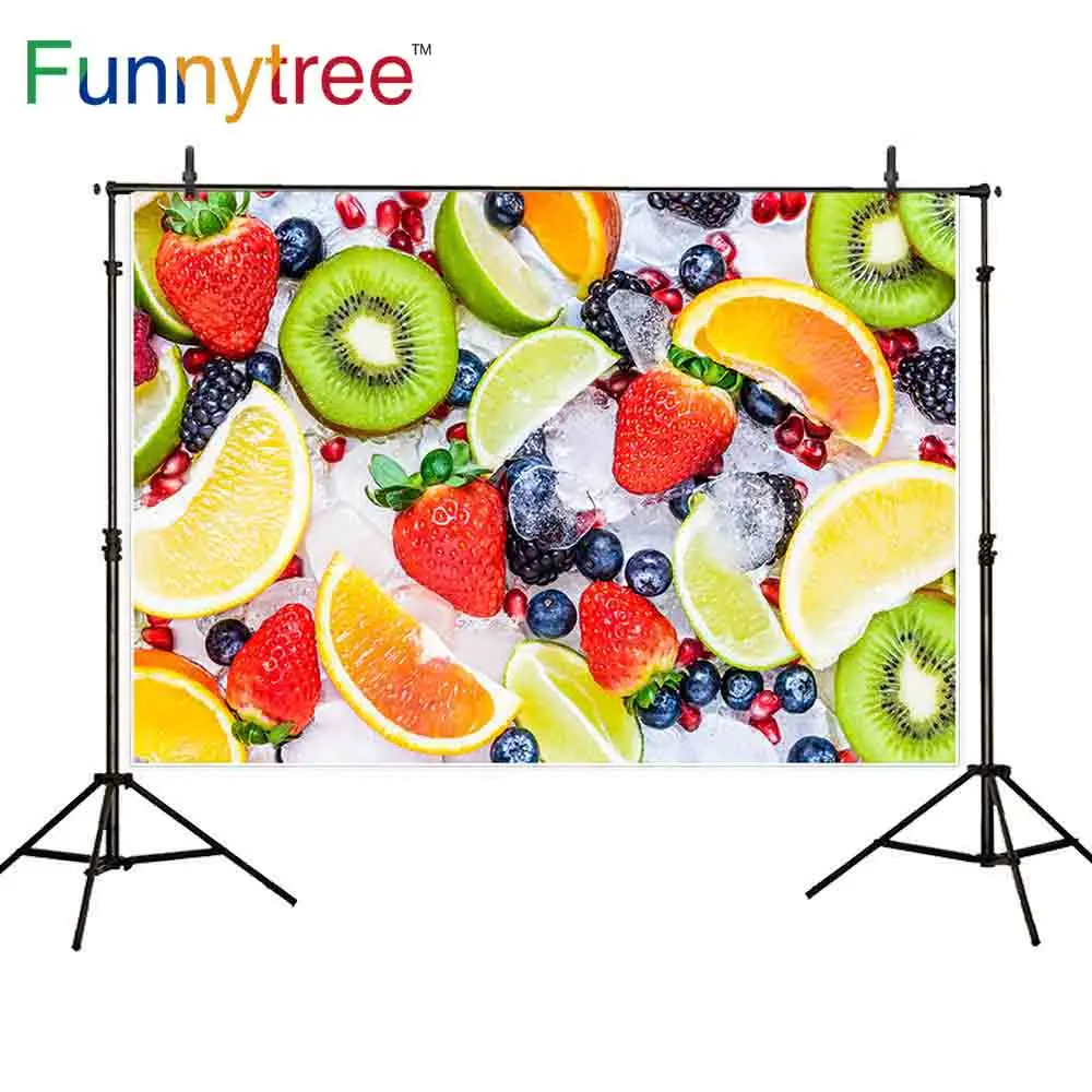 Фоны Funnytree для фотостудии фрукты вечерние льда летние цветные настоящие черника