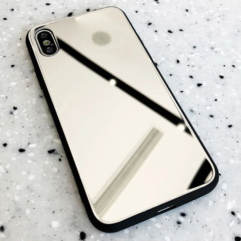 Стеклянный зеркальный чехол для мобильных телефонов чехлы iPhone X 7 6 S 8 Plus XR XS MXA i
