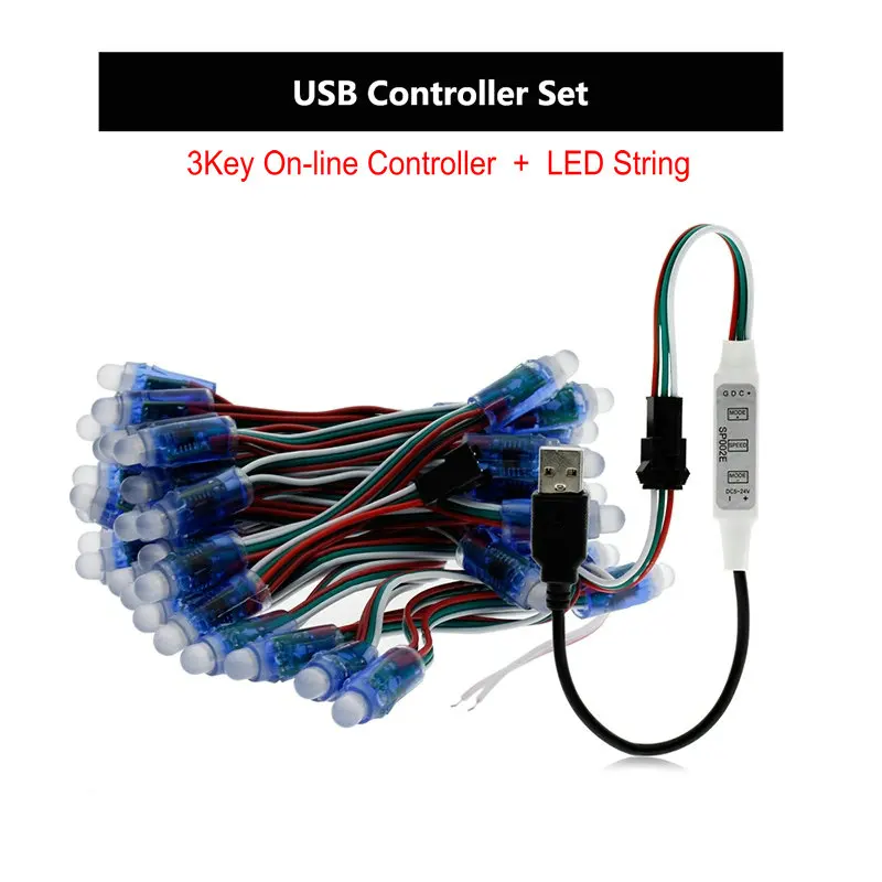 3key Controller Set Светодиодная лента RGB свет WS2811 5 V Полный Цвет светодиодный пиксель Праздничная гирлянда на открытом воздухе IP68 Водонепроницаемый светодиодный полосы для вечерние украшения - Испускаемый цвет: 3key Controller Set