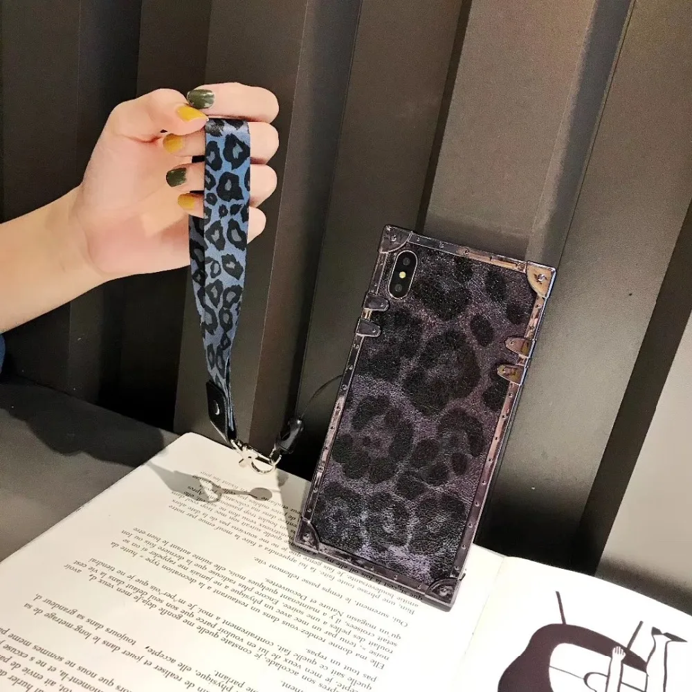 Квадратный мягкий чехол для iphone X xs max xr тушь для ресниц в леопардовой упаковке для iphone 6s 7 7 p 8/8 plus модные женские туфли в стиле ретро Чехол-сумка для мобильного телефона со стразами