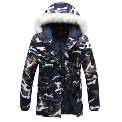 Navy Camo Новинка, брендовая зимняя мужская Толстая камуфляжная куртка, Мужская парка, пальто, мужские парки с капюшоном, мужская куртка, пальто в стиле милитари - Цвет: Navy Camo