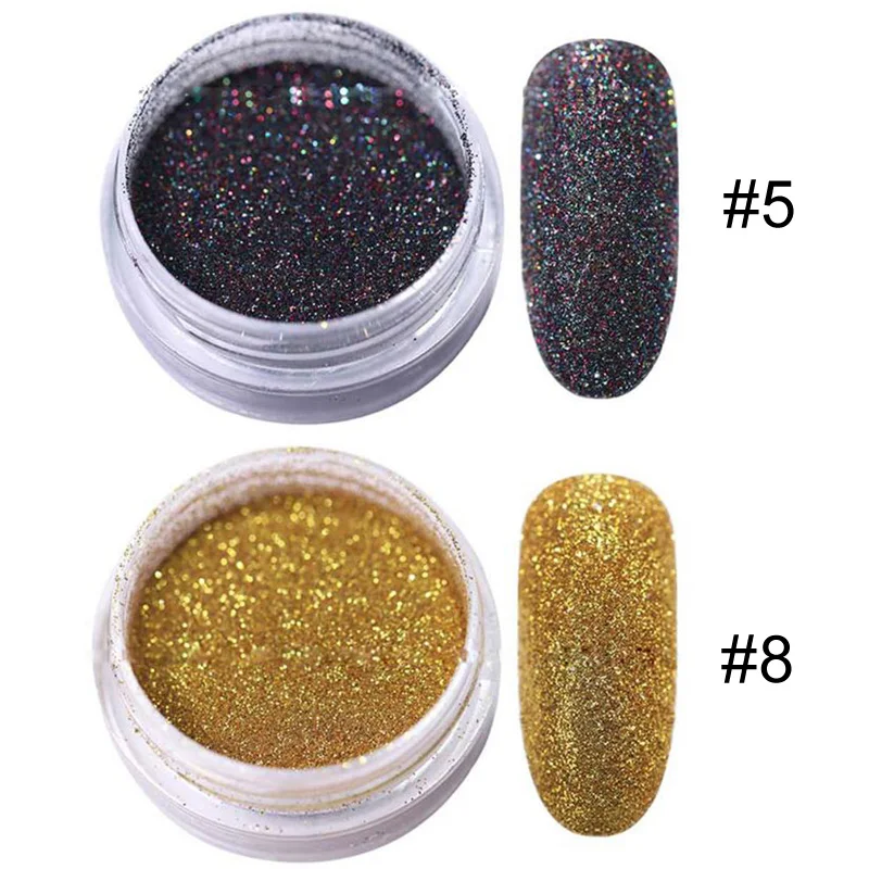 Color 5-8 Addfavor градиентный блеск для ногтей Порошковая голографическая блестящая сахарная хромированная пудра для ногтей DIY Блестки для украшения ногтей набор - Цвет: Color 5-8