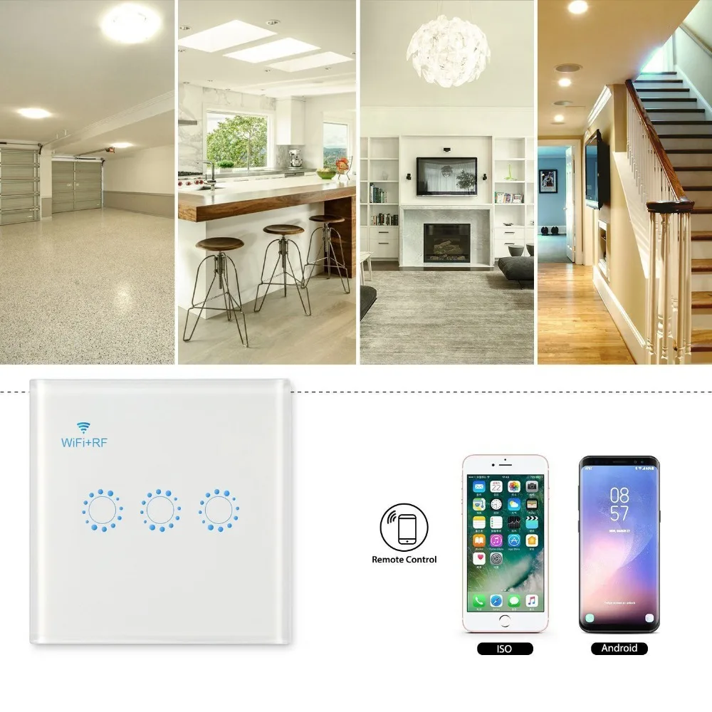 Wi-Fi Smart Switch настенный светильник Беспроводной RF 433 МГц Дистанционное освещение