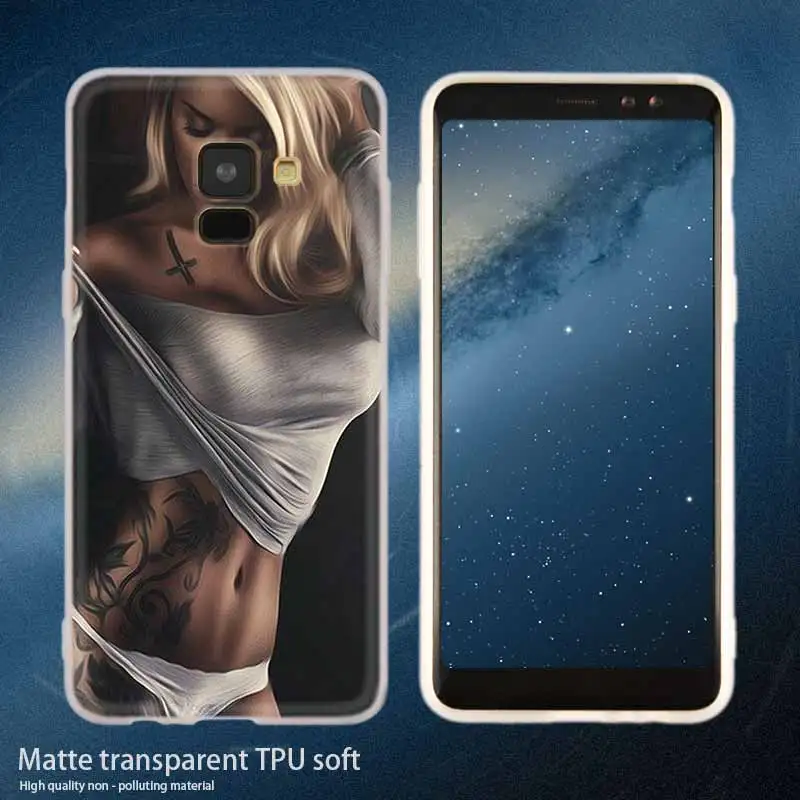 Silicone 14 Пикантные Длинные рукава татуировки для девочек Мягкая обложка чехол для телефона для samsung Galaxy A50 A10 A20 A30 A40 A60 A70 A6 A8 плюс A7 A9 A3 A5 - Цвет: Silicone 14