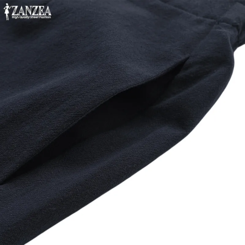 Женские широкие брюки ZANZEA мешковатые с карманами и высокой талией размера