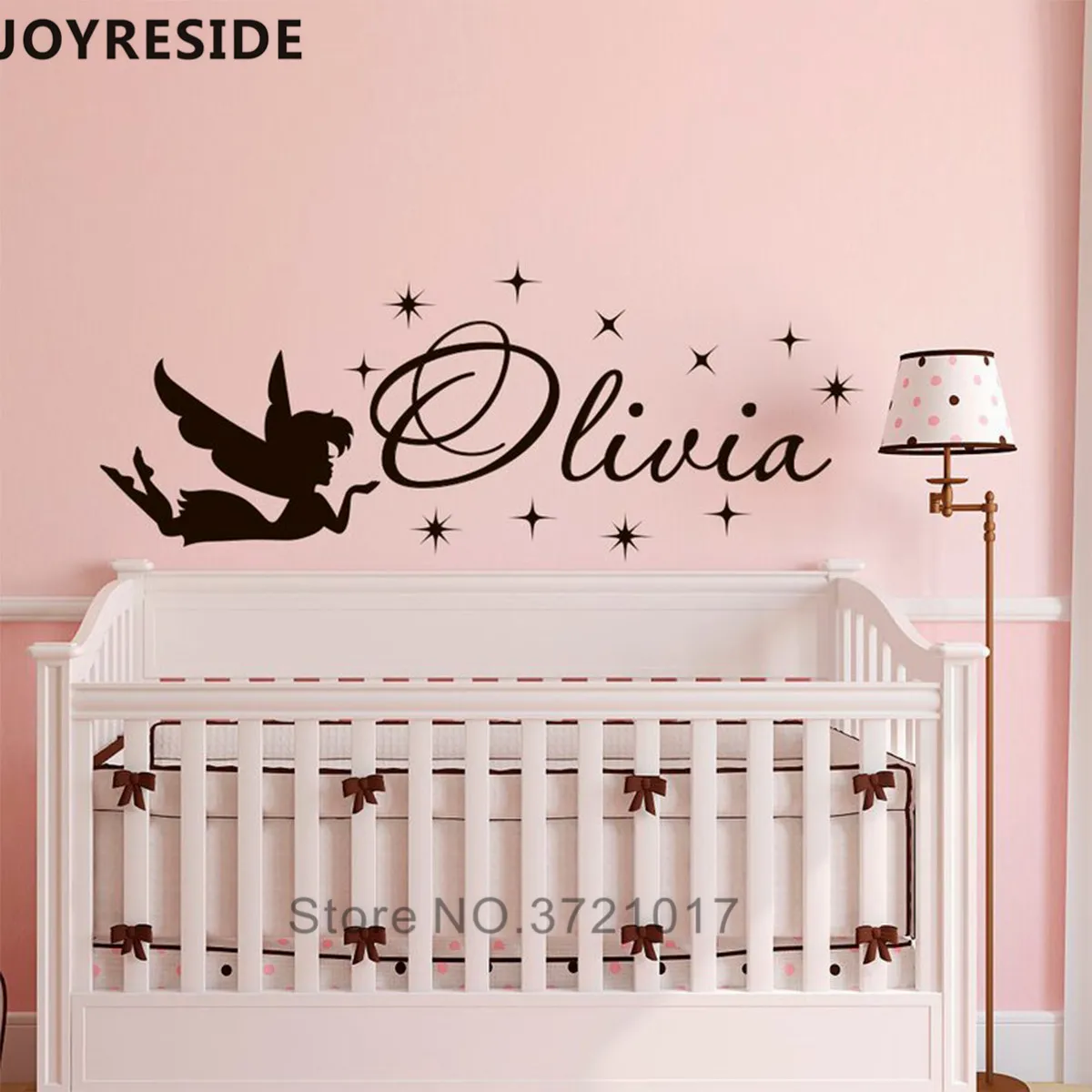 Наклейка на стену с именем девочки милое украшение для детской спальни узоры