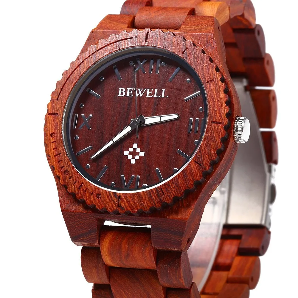 Bewell zs-w065a деревянные мужские кварцевые часы с римскими цифрами водонепроницаемые деревянные мужские часы Роскошные Брендовые мужские часы