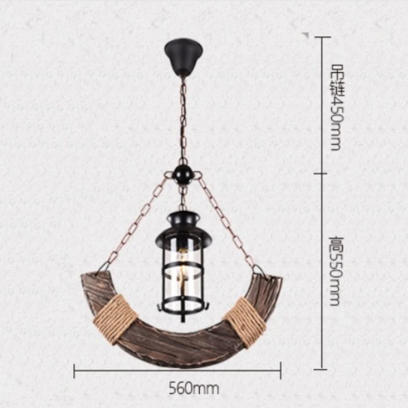 Ретро винтажный деревянный Якорь Дизайн Железный Led E27 цепь подвесной светильник