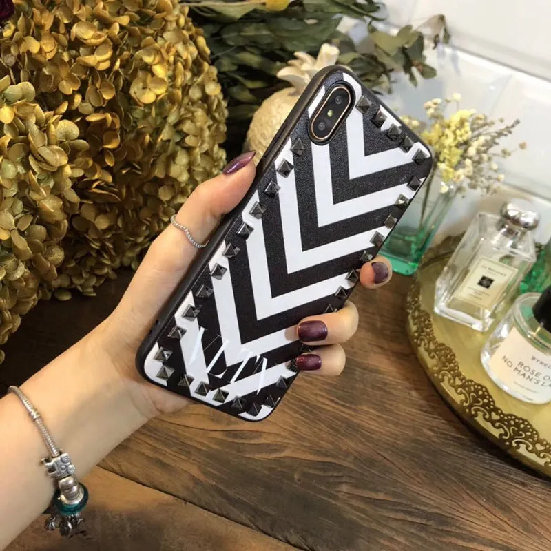 Aoweziic Европейская и американская мода заклепки для iphone XS Max XR Чехол для мобильного телефона 6s 7 8plus все включено мягкая кожа - Цвет: 6