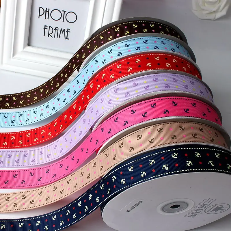 Корсажная лента с принтом морского якоря 9 мм 47 цветов 100 ярдов/рулон|grosgrain ribbon|ribbon