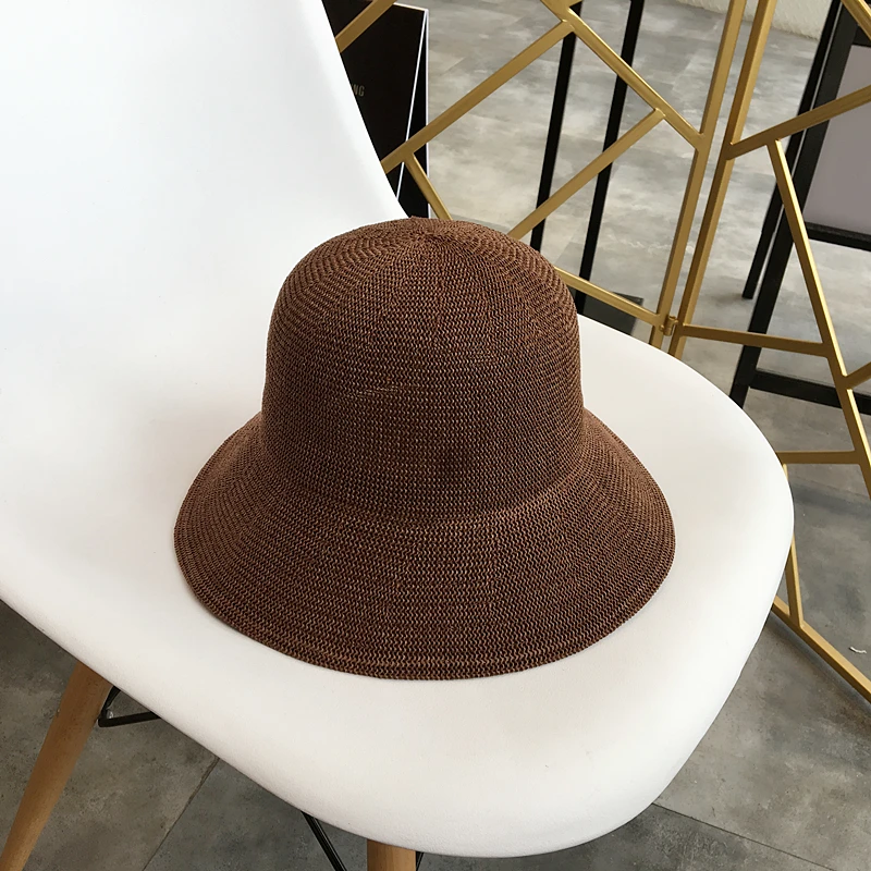 New Women Sun Hats Simple Straw Hat Sunproof Summer Care Beach Cap Female Artistic Big Brim Caps Breathable Summer Ladies