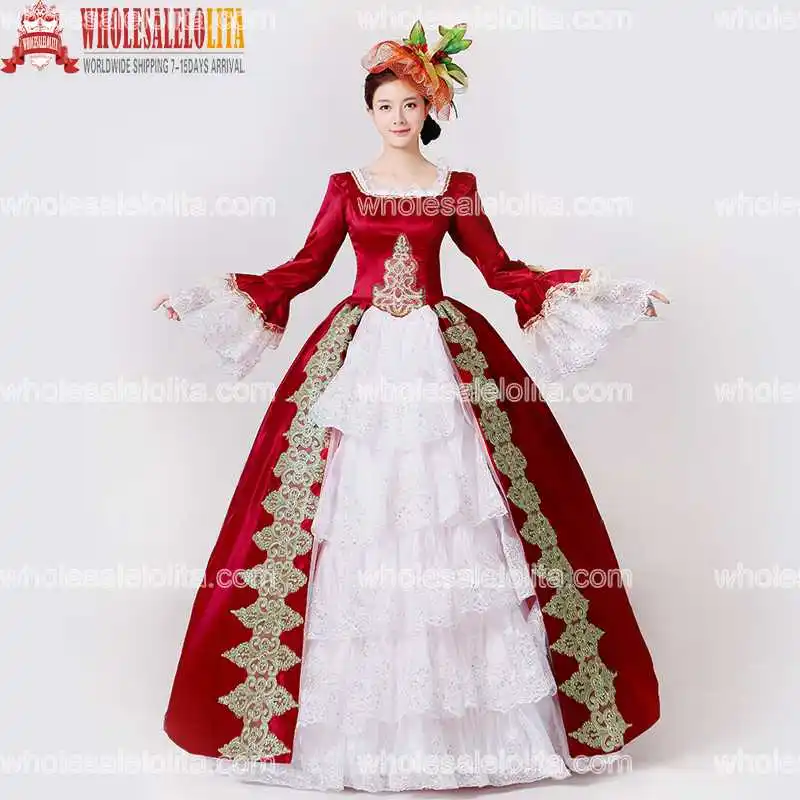 2017 Новый красный Вышивка Marie платье Антуанетты Гражданская война Southern Belle Платье