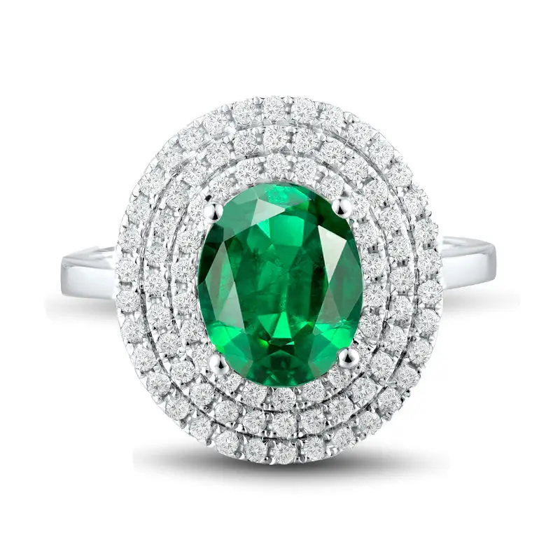LANMI 2.2ct Natural Emerald Diamonds Wedding Women Rings Solid 18kt White Gold Zambia Ring Gemstone Jewelry | Украшения и