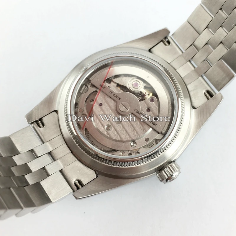 Parnis 36mm stainless steel case strap silver dial miyota automatic mens womens watches | Наручные часы