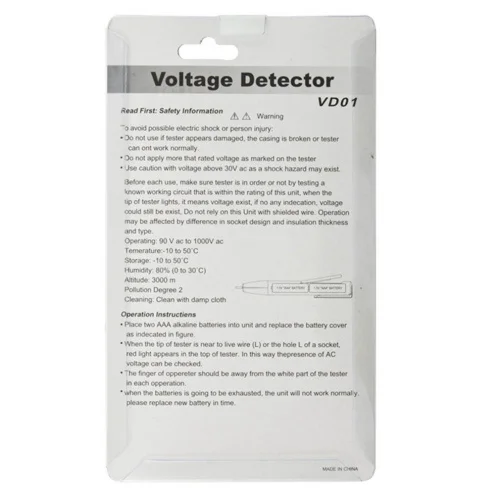 1pcs Voltage Detector Pen Non-Contact AC Volt Sensor Tester Alert Pen 90~1000V LED Worldwide
