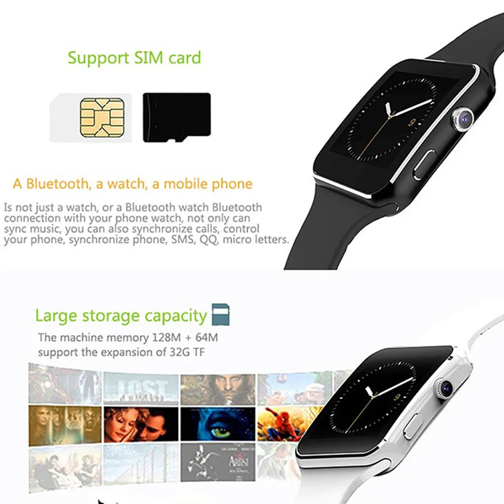 Умные часы EPULA X6 с камерой сенсорным экраном поддержкой sim карты TF Bluetooth умные для