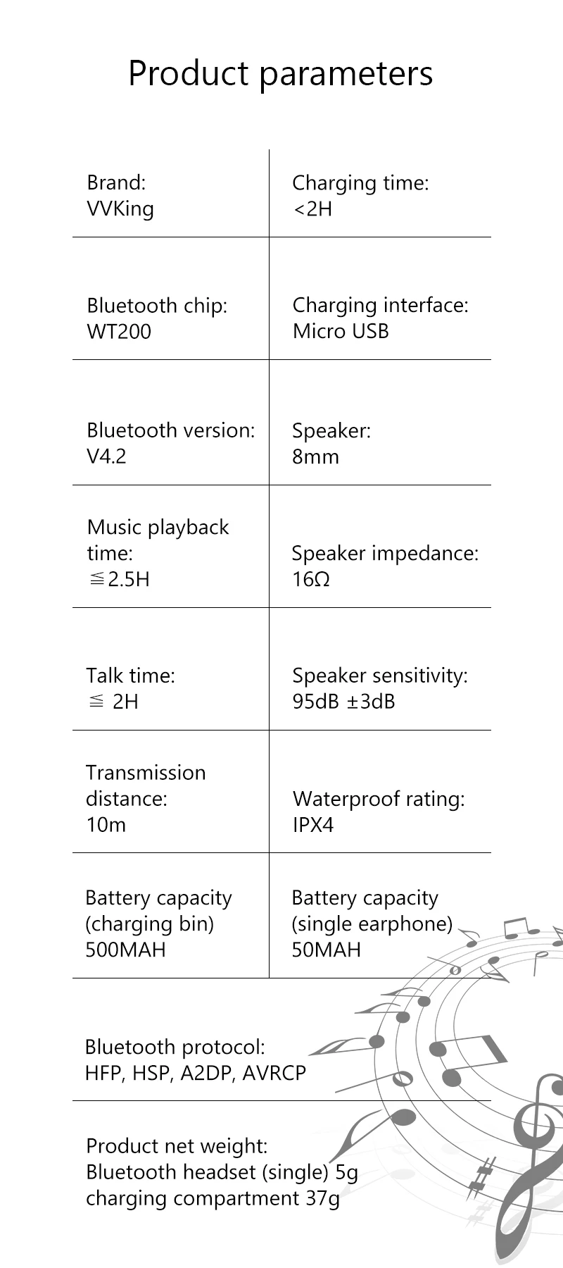 VVKing TWS беспроводные наушники Мини Bluetooth наушники бинауральная стереогарнитура поддержка микрофона HiFi мини спортивные наушники для бега