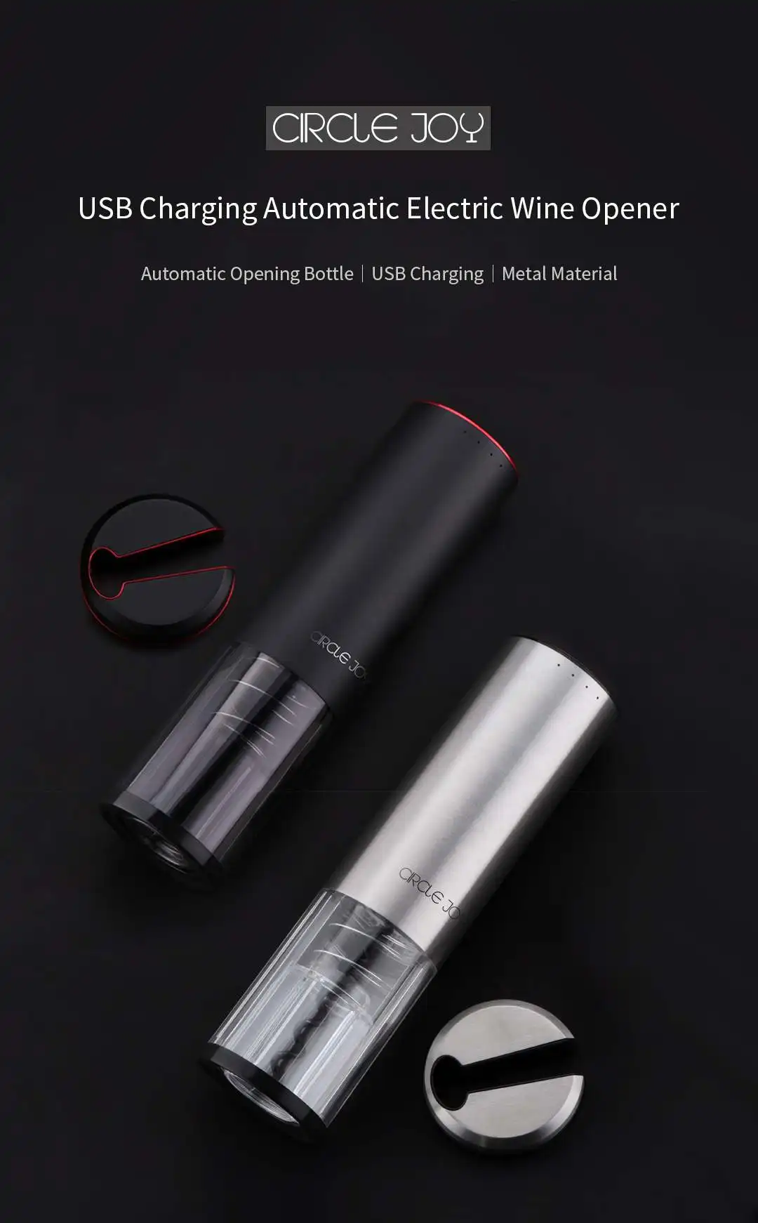 YOUPIN Circle Joy cj-ekpq02 usb зарядка Автоматическая электрическая открывалка для бутылок из нержавеющей стали штопор черный