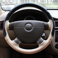 shining wheat black beige leather steering wheel cover for chevrolet lova chevrolet aveo buick excelle daewoo gentra 2013 2015