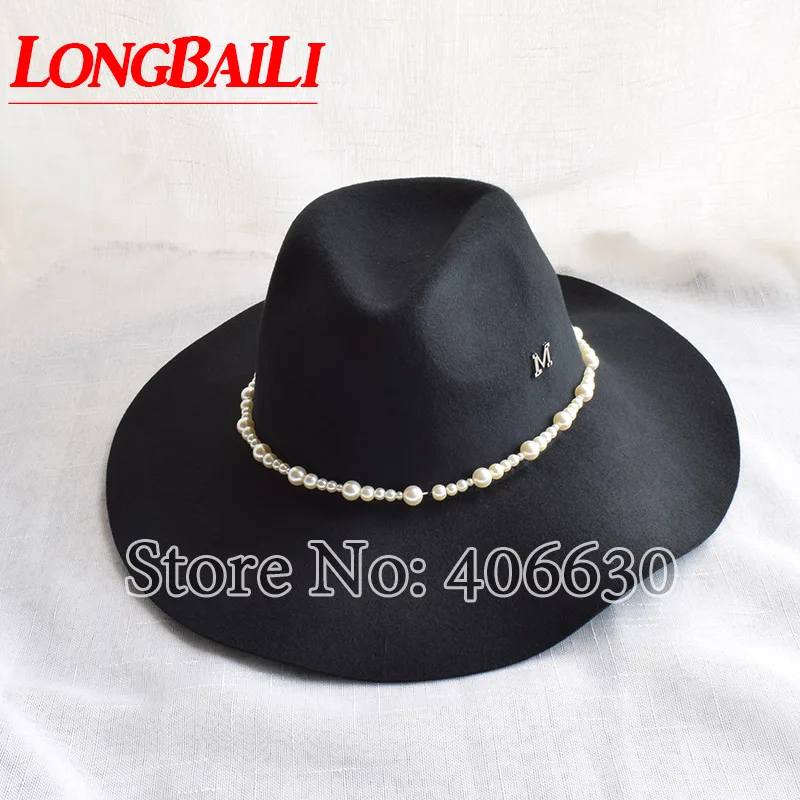 

Winter Wide Brim Wool Felt Fedora Hats For Women Chapeu Dress Hat Female SDDW006
