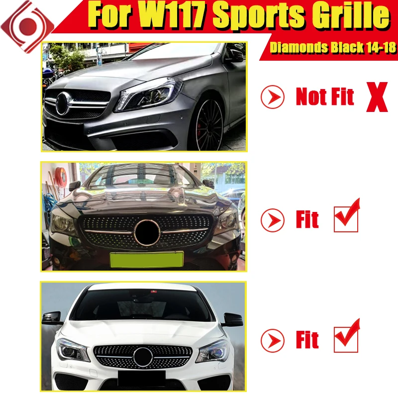 Для спортивных грилей Mercedes CLA W117 АБС пластик глянцевый черный без знака класс CLA180