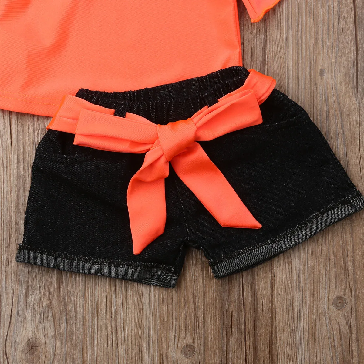 Новинка 2019 летний комплект одежды для маленьких девочек топ с цветочным принтом