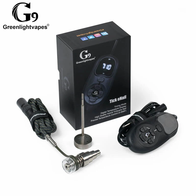 Green lightvapes G9 Tick enail Henail Kit TC mod с кварцевым титановым гвоздем портативный E Nail Dab комплект для восковой масляной установки стеклянный Бонг 0C